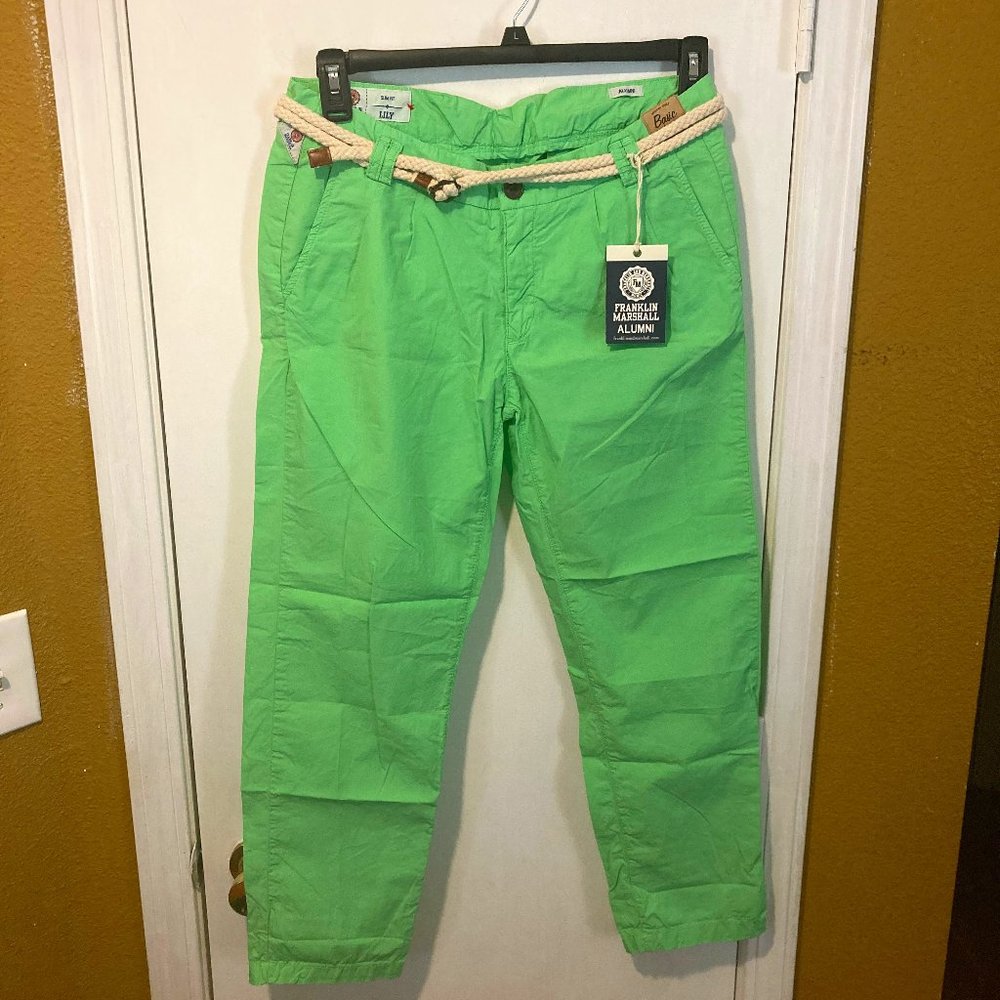 Franklin Marshall women's size 29 slim fit rope belted LILY alumni cropped pants